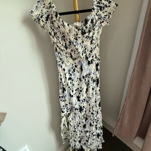 Astr Black and White Floral Midi Dress